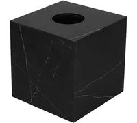 Tissue Box Cover, Natural Marble Modern Square Tissue Box Holder - Decorative Holder/Organizer for Bathrooms, Desks, Dressing Table, Bedrooms, Nightstands,Black