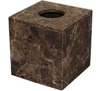 Tissue Box Cover, Natural Marble Modern Square Tissue Box Holder - Decorative Holder/Organizer for Bathrooms, Desks, Dressing Table, Bedrooms, Nightstands,Brown