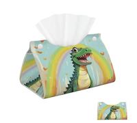 Tissue Box Cover PU Leather Rectangular Tissue Box Rainbow Cute Crocodile Tissue Holder Napkin Dispenser Decorative Tissue Box Holder Paper Holder for Bathroom Office 7.9" L x 4.9" W x 4.5" H