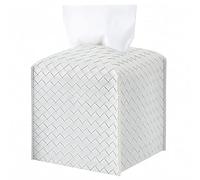 Tissue Box Cover PU Leather Tissue Holder Square Facial Tissue Case Facial Paper Organizer Dispenser for Bathroom, Vanity Countertop, Tabletop, Car, Misty Gray