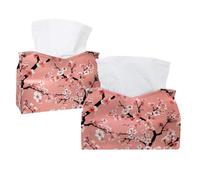 Tissue Box Cover, Rectangle Facial Tissue Holder Storage Container for Bathroom Vanity Counter Tops Night Stand and Offices - Beautiful Cherry Blossom Pattern Pink