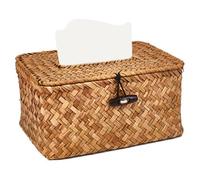 Tissue Box Cover Rectangle, Seagrass Tissue Box Holder with Flip-Open Top, Decorative Facial Napkin Holder for Barthroom Kitchen Office Table Desk, 6.69x4.72x3.35 inch