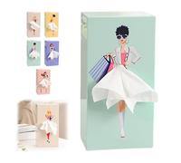 Tissue Box Cover Rectangle, Skirt Tissue Box, Funny Square Tissue Box Cover, Cute Tissue Holder, Wall Mounted Tissuae Box, for Bathroom, Bedroom, Office, Living Room (Green)