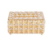 Tissue Box Cover, Rectangle Tissue Box Holder Crystal Tissue Box Holder Decorative Tissue Box Holder Bling Tissue Box Cover (Oro)