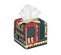 Tissue Box Cover, Sculpture Flag Stamp Leather Tissue Box Cover Square Organizer, Room Decoration For Bathroom Kitchen Office Night Stands Tabletop