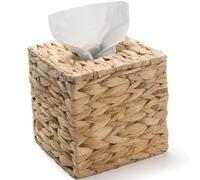 Tissue Box Cover Sqaure, Water Hyacinth Tissue Box Holder, Boho Decorative Woven Facial Tissue Holder for Bathroom, Kitchen, Living Room, Bedroom (Square)