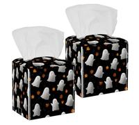 Tissue Box Cover, Square Facial Tissue Holder Storage Container for Bathroom Vanity Counter Tops Night Stand Offices Desk Car - Halloween Ghosts Spooky Pattern