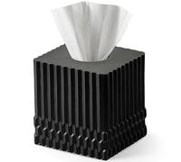 Tissue Box Cover Square for Home Decor,Tissue Box Holder for Bathroom Countertop,Tabletop,Bedside Table,Office - Modern Geometric Striped (Black)