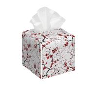 Tissue Box Cover Square Japan Cherry Blossoms Flowers PU Leather Tissue Box Holder Waterproof Tissues Cube Organizer for Car Bathroom Office Home Desk Tabletop Decor