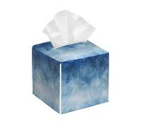 Tissue Box Cover Square Leather, Blue Starry Sky Tissue Holder Facial Paper Organizer Dispenser for Tabletop Bathroom Tabletop Car