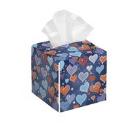 Tissue Box Cover Square Leather, Cartoon Love Heart Tissue Holder Facial Paper Organizer Dispenser for Tabletop Bathroom Tabletop Car