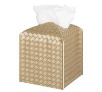 Tissue Box Cover Square Leather Facial Paper Holder, Gold