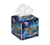 Tissue Box Cover Square Leather, Sea Turtle Gliding Tissue Holder Facial Paper Organizer Dispenser for Tabletop Bathroom Tabletop Car