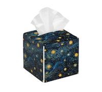 Tissue Box Cover Square Leather, Starry Sky Tissue Holder Facial Paper Organizer Dispenser for Tabletop Bathroom Tabletop Car