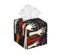Tissue Box Cover Square Leather Tissue Holder Hands Reaching for The Stars Tissue Box Holder Decorative Facial Tissue Cube Paper Organizer Dispenser for Bathroom Night Stands Desk