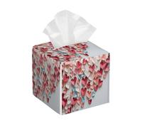 Tissue Box Cover Square Leather, Valentine's Day Paper Origami Hearts Tissue Holder Facial Paper Organizer Dispenser for Tabletop Bathroom Tabletop Car