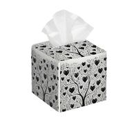 Tissue Box Cover Square Leather, Valentines Day Tree Like Structure Heart Tissue Holder Facial Paper Organizer Dispenser for Tabletop Bathroom Tabletop Car