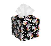 Tissue Box Cover Square Magic Unicorn Star PU Leather Tissue Box Holder Waterproof Tissues Cube Organizer for Car Bathroom Office Home Desk Tabletop Decor