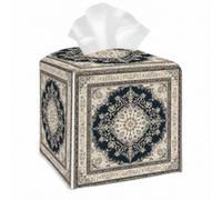 Tissue Box Cover Square PU Leather Retro Boho Decorative Tissue Box Holder