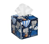 Tissue Box Cover Square Pu Leather Tissue Box Holder Waterproof Paper Organizer Dispenser for Bathroom Kitchen Bedroom Car Office Elephant Sweet Dreams