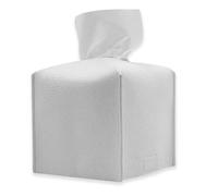 Tissue Box Cover, Square PU Leather Tissue Holder, Square Napkin Dispenser for Home, Hotel, Office, Vanity and Restaurant - 5 Inch Cube - 1 Pcs White
