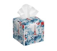 Tissue Box Cover, Tower Blue Flowers Square Tissue Organizer Novelty Facial Paper Organizer For Bathroom Decoration Hotel