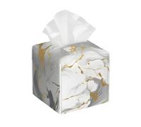 Tissue Box Cover White Gray Marble Texture Napkin Box Stylis Decorative Napkin Holder, For Restaurant, Living Room, Car, 13.2x13.2cm