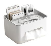 Tissue Box Holder 8.3x6.3x4.9 In Rectangle Tissue Holder with Storage for Remote Control, Phone & Keys Minimalist Desk Table Organizer for Living Room Bedroom