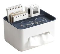 Tissue Box Holder, Dual Layer Multi-Compartment PP Tissue Box Cover, Minimalist Rectangle Organizer for End Table, Nightstand, Bedside, Living Room, Holder