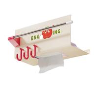 Tissue Box Holder for the Bathroom, Wall Mounted Paper Towel Box with Hooks, Adhesive Attachment for Toilet Paper Holder, for Bathroom, Toilet, Kitchen, Student Dorm, Hotel, Balcony