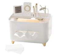 Tissue Box Holder, Multifunctional Tissue Box Cover with Storage, Stylish Remote Control Desk Storage for Living Room Bedroom Dressers Home Office