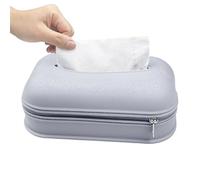 Tissue Box Holder - Silicone Waterproof Zipper Pouch, Wall Mounted Decorative Case for Paper Napkins, Modern Tissue Organizer | Portable Box for Bathroom Bedroom Living Room | Home Office Kitchen Car