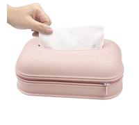Tissue Box Holder - Silicone Waterproof Zipper Pouch, Wall Mounted Decorative Case for Paper Napkins, Modern Tissue Organizer | Portable Box for Bathroom Bedroom Living Room | Home Office Kitchen Car