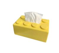 Tissue Box Holder Tissue Box Building Blocks Organizer No Drill Bathroom Storage Wall Mounted Toilet Paper Hand Towels for offices, cars, hotels(Yellow)
