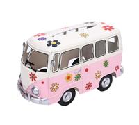 Tissue Box Holder Vintage Creative Bus Shape Iron Tissue Box Cover Decorative Desktop Ornament for Living Room Bedroom (Pink)