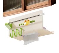 Tissue Box Holder | Wall Mounted Tissue Box Holder with Hook | No Drilling Toilet Paper Holder - for Bathroom Toilet Kitchen Gym Dorm