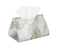 Tissue Box Holder White Gold Marble Print Tissue Box Covers Leather Tissue Dispenser for Home Office