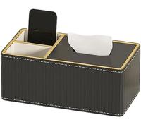 Tissue Box， Leather Tissue Box Cover 1-2 Compartments Multicolor(Black Two Grids)