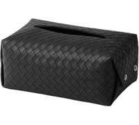 Tissue Box， Leather Tissue Box Cover Napkin Organizer with Snap Button Multicolor(Black)