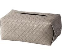 Tissue Box， Leather Tissue Box Cover Napkin Organizer with Snap Button Multicolor(Grey)