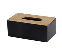 Tissue Box Napkin Holder Case Paper Container Cover Solid Wood Hotel Storage Home Table Decoration for Living Room and Bedroom(Black)