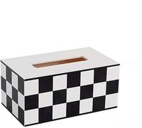 Tissue Box， Plastic Magnetic Tissue Box Holder Black White 21.2x12x9.8cm