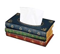 Tissue Box, Retro Book Wooden Tissue Dispenser Elegant Wooden Antique Book Tissue Holder Tissue Storage for Home Decoration,retro Wooden Tissue Boxesdispenser/Napkin Holder (B)