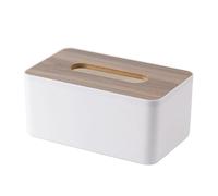 Tissue Box Tissue Box Napkin Holder Case Paper Container Bamboo Cover Solid Wood Hotel Storage Home Decoration for Living Room(White)