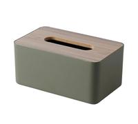 Tissue Box Tissue Box Napkin Holder Case Paper Container Bamboo Cover Solid Wood Hotel Storage Home Decoration for Living Room(Green)