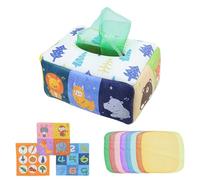 Tissue Box Toy - Kids Sensory Play Set, Pull-Out Tissue Box With 8 Silk Scarves & 3 Crinkle Papers | Realistic Ringing Paper, Squeaky Learning Tool | Interactive Early Childhood Skills Builder