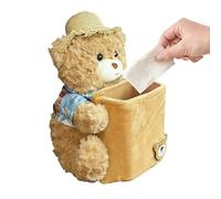 Tissue Car Holder | 2-in-1 Plush Bear Trash Can - Armrest Napkin Holder | for SUVs Sedans Trucks Drivers Camping Daily Commute Road Trips School Run Long Drives