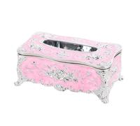 Tissue Cover Holder,Creative Embossed Roses And Rhinestones Rectangular Acrylic Tissue Box Cover Dispenser Napkin Organizer for Bathroom Bedroom Office and Car (Pink-Silver)
