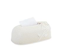 Tissue Cover Holder Creative Embossed Roses Rectangular Acrylic Tissue Box Cover Dispenser Napkin Organizer for Bathroom Bedroom Office and Car (Beige)