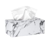 Tissue Dispenser Rectangular Tissue Holder PU Leather Facial Tissue Box for Home Office Restaurant, Marble
